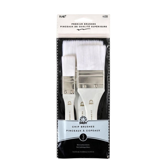Plaid 3 Piece White Chip Brush Set