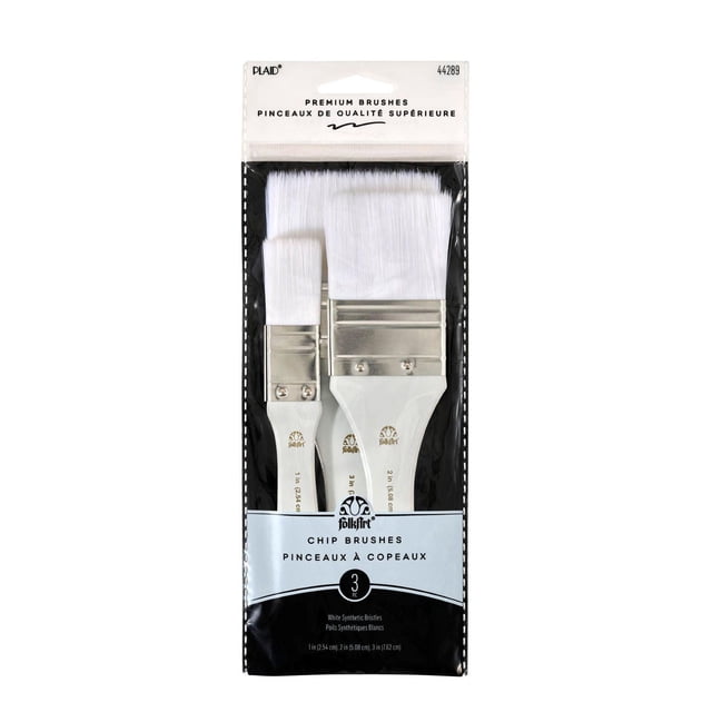 Plaid 3 Piece White Chip Brush Set