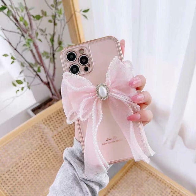 iPhone 12 Pro Max Heavy Duty Case Wrist Chain Bracelet Luxury Flower Style Cover - Pink
