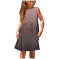 thumbnail image 1 of FhsagQ Robes Filles Été Sans Manches Robe Ligne Extensible Confort Col Rond Décontractée avec Imprimé Dégradé pour Tout-Petits Enfants Plage Extérieur Filles Printemps le 7 Juillet Robes Taille 7/8 Brun 9-10 Ans, 1 of 5