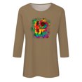 thumbnail image 4 of Qertyioot Cadeau de Saint-Valentin pour Femmes, Mode Manches Trois-Quarts Col Rond Rétro Imprimé de Noël Haut Ample Blouse Manches Trois-Quarts, 4 of 4