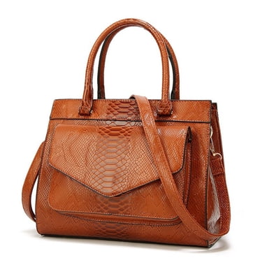 Vintage Women Snakeskin Grain Oil Leather Handbag Large Capacity Crossbody Shoulder Bag Pusrse