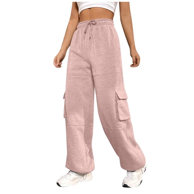 Yuyuzo Pantalon Cargo en Molleton pour Femmes, Taille Haute, Décontracté, Bas Resserré, Joggers Amples avec Poches