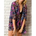 thumbnail image 3 of Kimono en Mousseline à Fleurs pour Femmes, Cardigan de Plage, Couvre-Maillot de Bain, Robe Courte, 3 of 5
