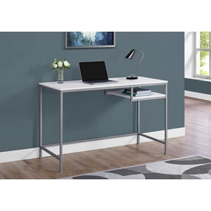 Monarch Specialties Bureau d'ordinateur, Bureau à la maison, Ordinateur portable, 48"l, Travail, Métal, Stratifié, Blanc, Gris, Contemporain, Moderne