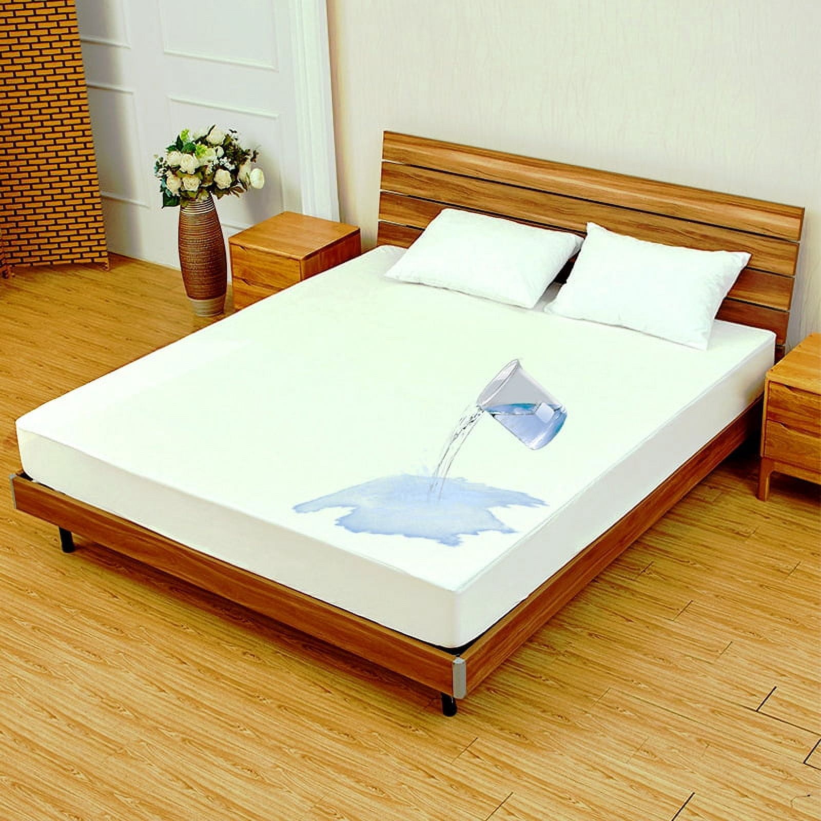 Twin Mattress Protector, Waterproof Mattress Protector Twin Size Mattress Pad Cover Noiseless, Premium Soft Breathable Cotton Terry for Pets Kids Adults,90x200+30cm