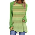 thumbnail image 1 of Hauts pour Femmes Tendance Col Rond Manches Longues Raglan Chandail-Over Hauts Mode Automne Décontracté Rayé Ample Blouses Surdimensionnées Hauts Manches Longues Automne P-106 Jaune G, 1 of 5