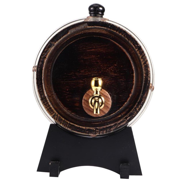 Baril de Brandy Rayé Noir, Baril de Vin en Chêne 3L, Boissons Durables pour Vin Rouge