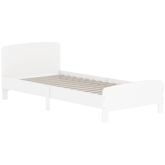 Qaba Bed Frame, Bed Furniture for Girls and Boys, White