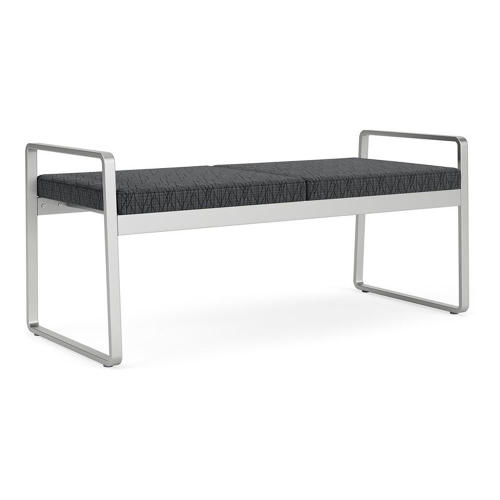 Banc d'Attente de Réception Gansett en Acier à 2 Places / Acier Argenté / Gris Foncé