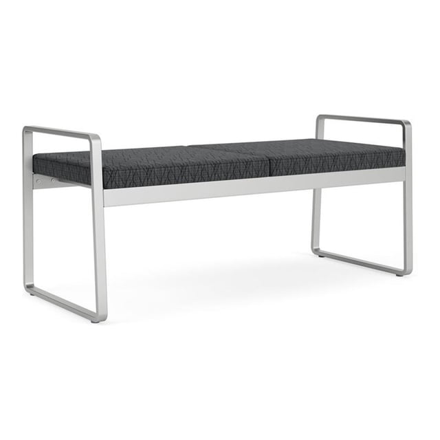 Banc d'Attente de Réception Gansett en Acier à 2 Places / Acier Argenté / Gris Foncé