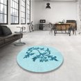 thumbnail image 4 of Ahgly Company Tapis d'Intérieur Lavable à la Machine, Carré, Transitionnel, Bleu Électrique, Tapis de Zone, 3 Pieds Carré, 4 of 7