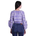 thumbnail image 2 of Moomaya Haut Court Imprimé pour Femmes Style Enveloppant Manches Longues à Volants Blouse d'Été Décontractée, 2 of 5