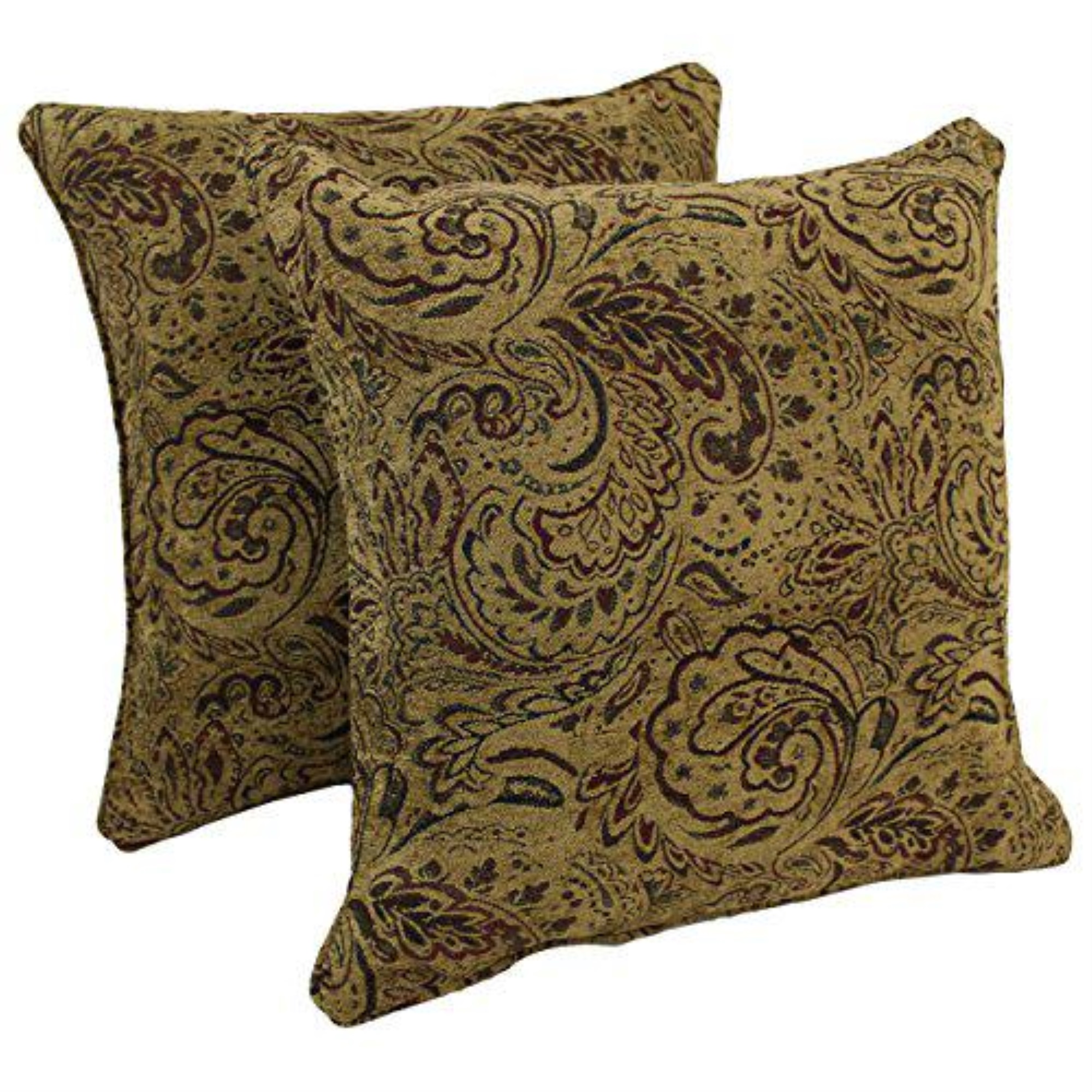 25-inch Double-corded Patterned Jacquard Chenille Square Floor Pillows with Inserts (Set of 2)