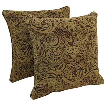 25-inch Double-corded Patterned Jacquard Chenille Square Floor Pillows with Inserts (Set of 2)