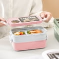 thumbnail image 2 of Meitianfacai Student Office Worker Children's Fruit Lunch Box Microwave Heating Compartment Lunch Box Plastic Fresh Style Lunch Box(Pink), 2 of 8