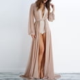 thumbnail image 4 of Neinkie Women's Long Sleeve Flowy Maxi Bathing Suit Swimsuit Tie Front Robe Cover Up, 4 of 7