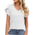 thumbnail image 4 of Birdeem Fashion Womens Casual Solid Color V Neck Short Sleeve Tops Loose Blouses, 4 of 9