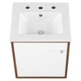 thumbnail image 4 of Pemberly Row 18" Wall-Mount Wood Bathroom Vanity in Walnut/White, 4 of 8