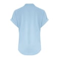 thumbnail image 5 of RKSTN Womens Summer Tops Fashion Cotton and Linen Buttons Going out Tops Basic Solid Color Shirts V-Neck Short Sleeve Loose Fit Pullover Tops, 5 of 5