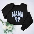 thumbnail image 2 of Culottes pour Femmes Manches Longues Mama Chandails en Molleton Col Rond Chandail Ample Léger Blouse Hauts m Noir, 2 of 7