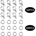 thumbnail image 2 of GHSDFBB 250pcs Lobster Claw Clasps With Open Jump Rings Set,jewelry Bracelet Connectors Necklace Clasp Bracelet Clasp Jump Rings For Jewelry Making (silver), 2 of 7