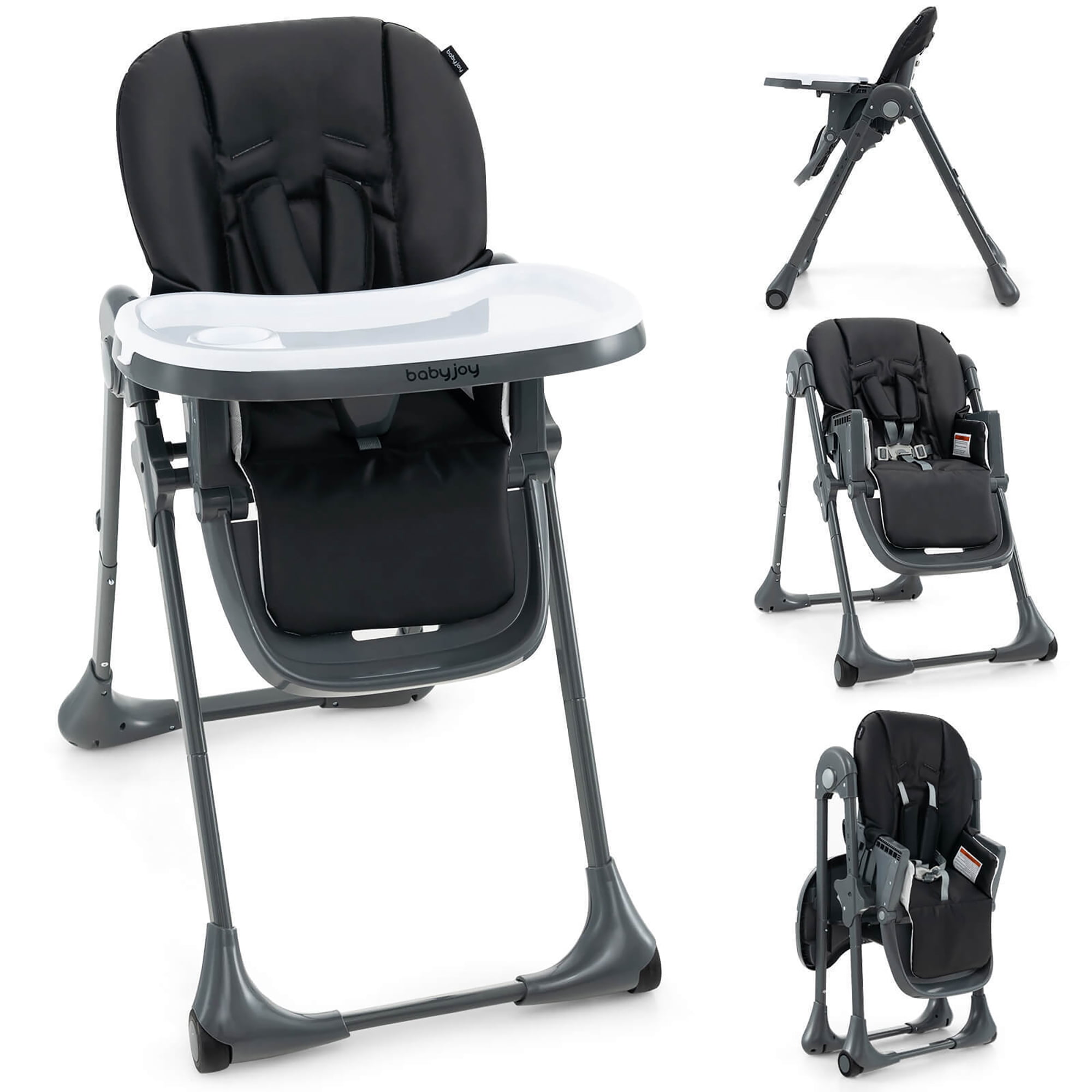 Gymax Baby High Chair w/ 7 Height & 3 Footrest Adjustable Cup holder 2 Wheels