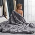 thumbnail image 2 of JUNWELL Shaggy Faux Fur Weighted  15 lbs for Adult  Soft Luxury Fuzzy Long Fur Heavy  Throw for Twin/Full Size Bed and Couch - 48”×72”  Cream White, 2 of 6