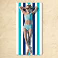 thumbnail image 2 of Popular Home Essentials, Cotton Oversized Beach Towel Large 70 X 35 Inch Pool Towel Rose Red Striped Swimming Cabana Towel Water Absorbent Quick Drying Towel Swimming Towel, 2 of 9