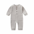 thumbnail image 1 of WJSXC Printemps Bébé Filles Garçons Mignon Barboteuse Manches Longues Bouton Chandail Combinaisons Gris, 1 of 3
