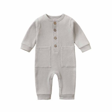 Autumn Spring Combinaison Mignonne pour Bébés Filles Garçons à Manches Longues avec Boutons, Chandail, Grenouillères