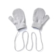 thumbnail image 1 of Gray Gloves Mittens Children Winter Warm Solid Knitted Cute with String Gloves, 1 of 3