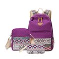 thumbnail image 2 of QualitChoice 3 Pieces Canvas Backpack Shoulder Organizer Set Large Capacity for Zipper Ethnic Style School Bags Causal Adjustable Travel Bag Purple, 2 of 6