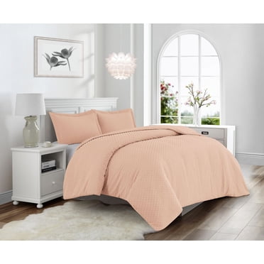 Swift Home Dot Clip Textured Duvet Cover Set, Soft All Season Bedding with Zipper Closure, Twin, Pink