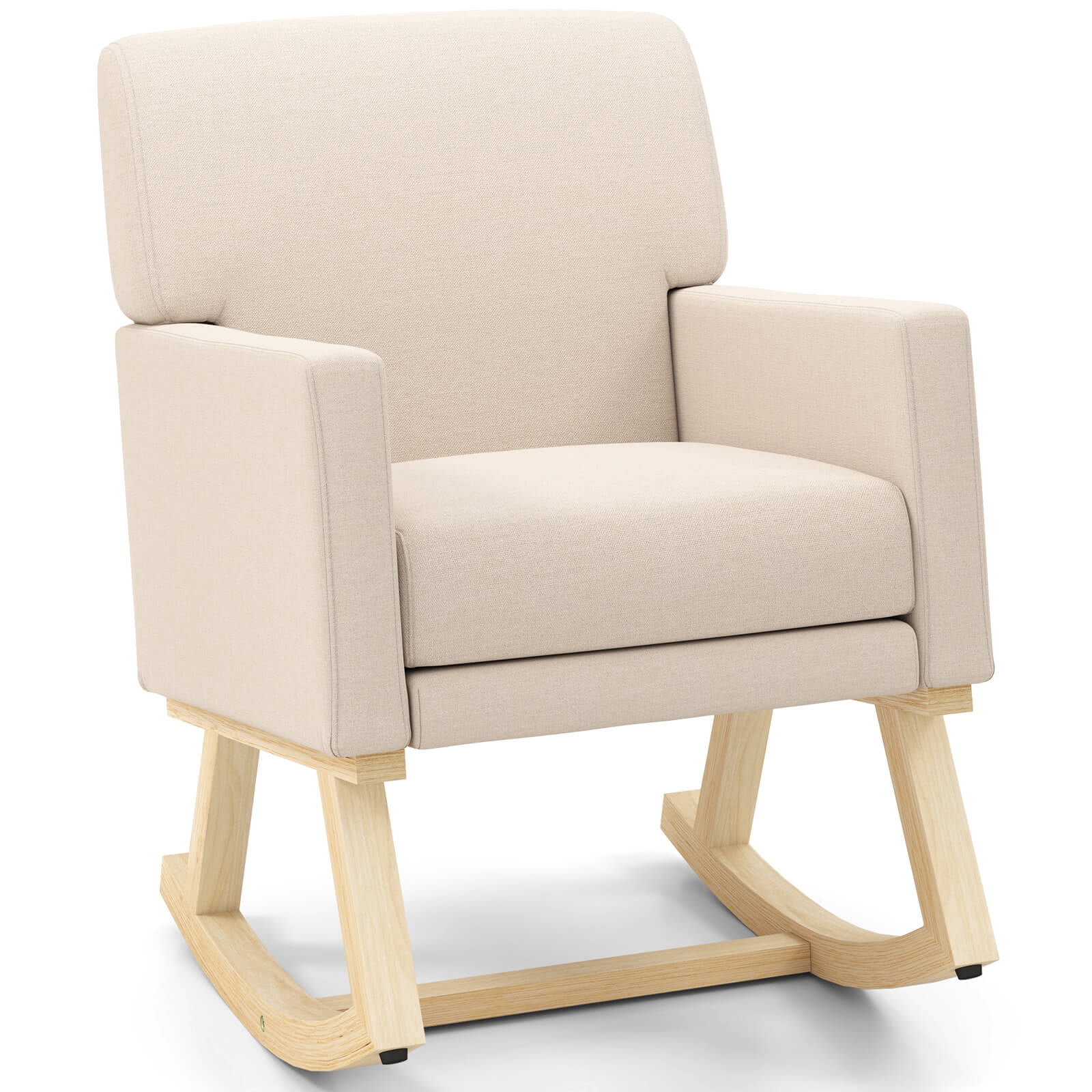 Costway Modern Upholstered Rocking Chair Rocking Armchair for Living Room Bedroom Beige
