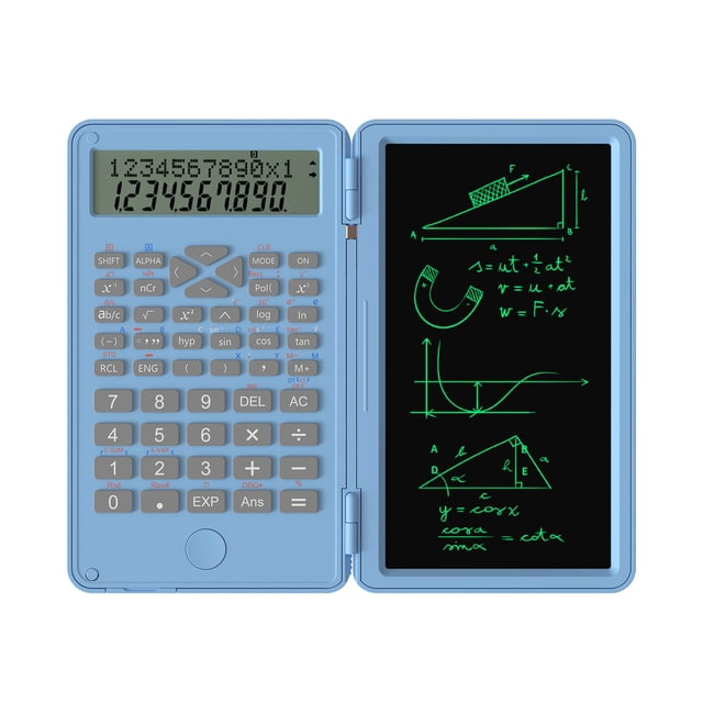 Calculatrice Scientifique avec Tableau d'Écriture Effaçable 240 Fonctions Écran LCD 2 Lignes Pliable Mathématiques Financières
