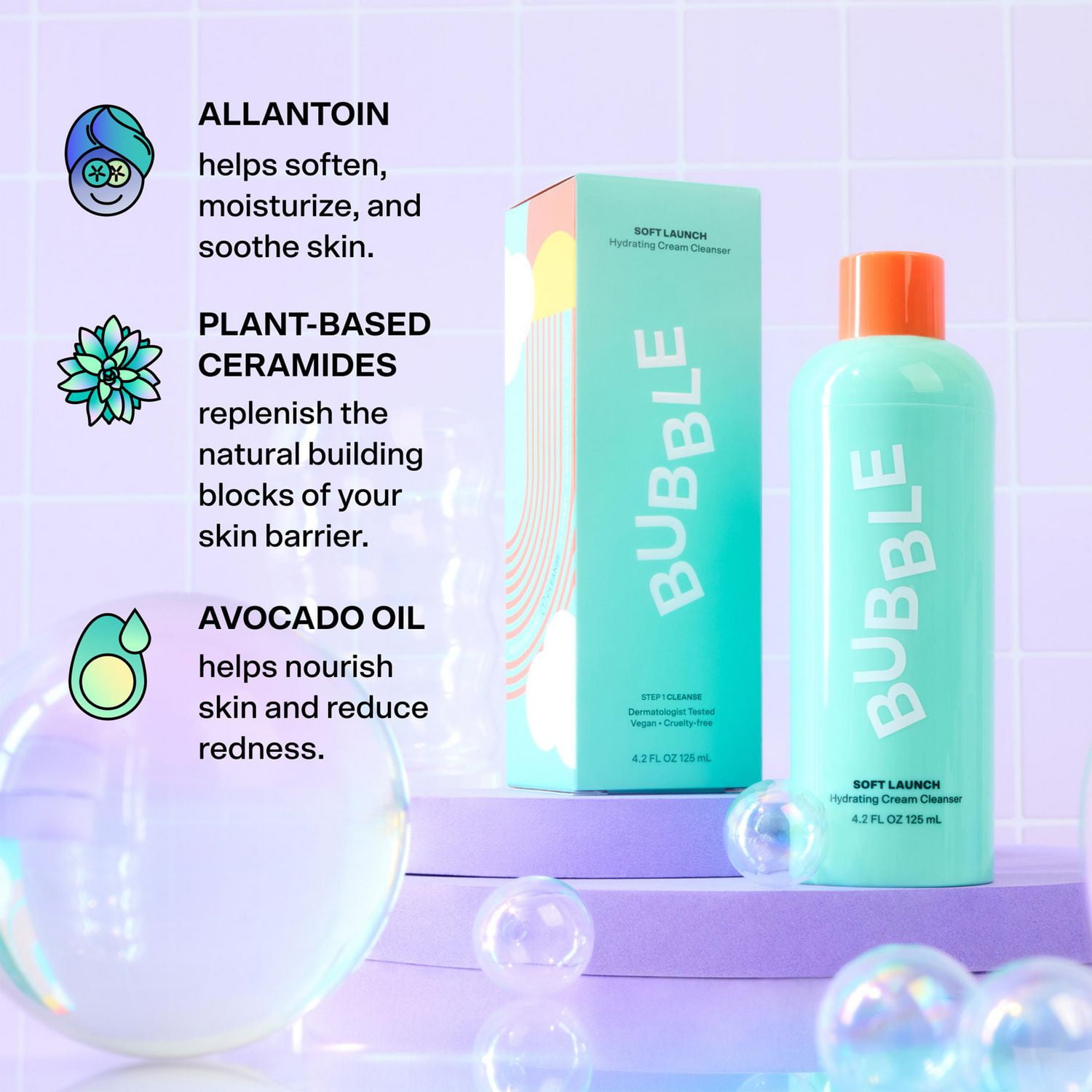 Bubble Skincare Soft Launch Hydrating Cream Facial Cleanser, 125ml
