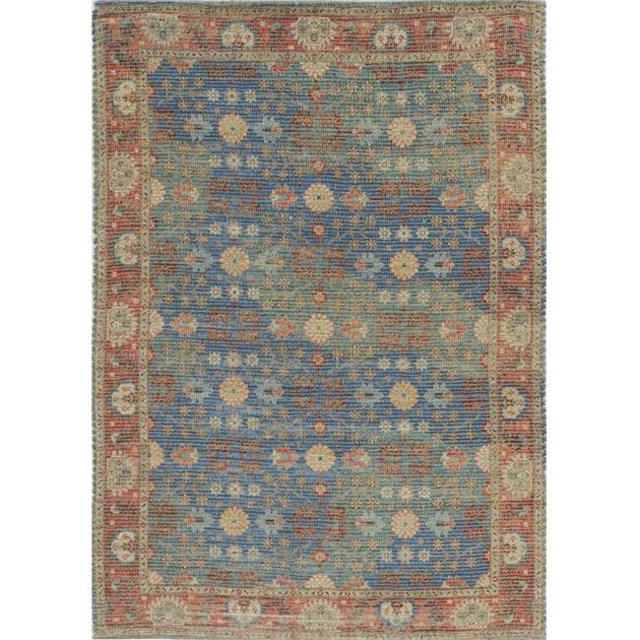HomeRoots 353628 3 ft. 3 in. x 5 ft. 3 in. Jute Blue & Red Area Rug