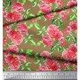 thumbnail image 2 of Soimoi Tissu en Poly Georgette Imprimé Floral Feuilles & Pivoines au Mètre 52 Pouces de Large, 2 of 5