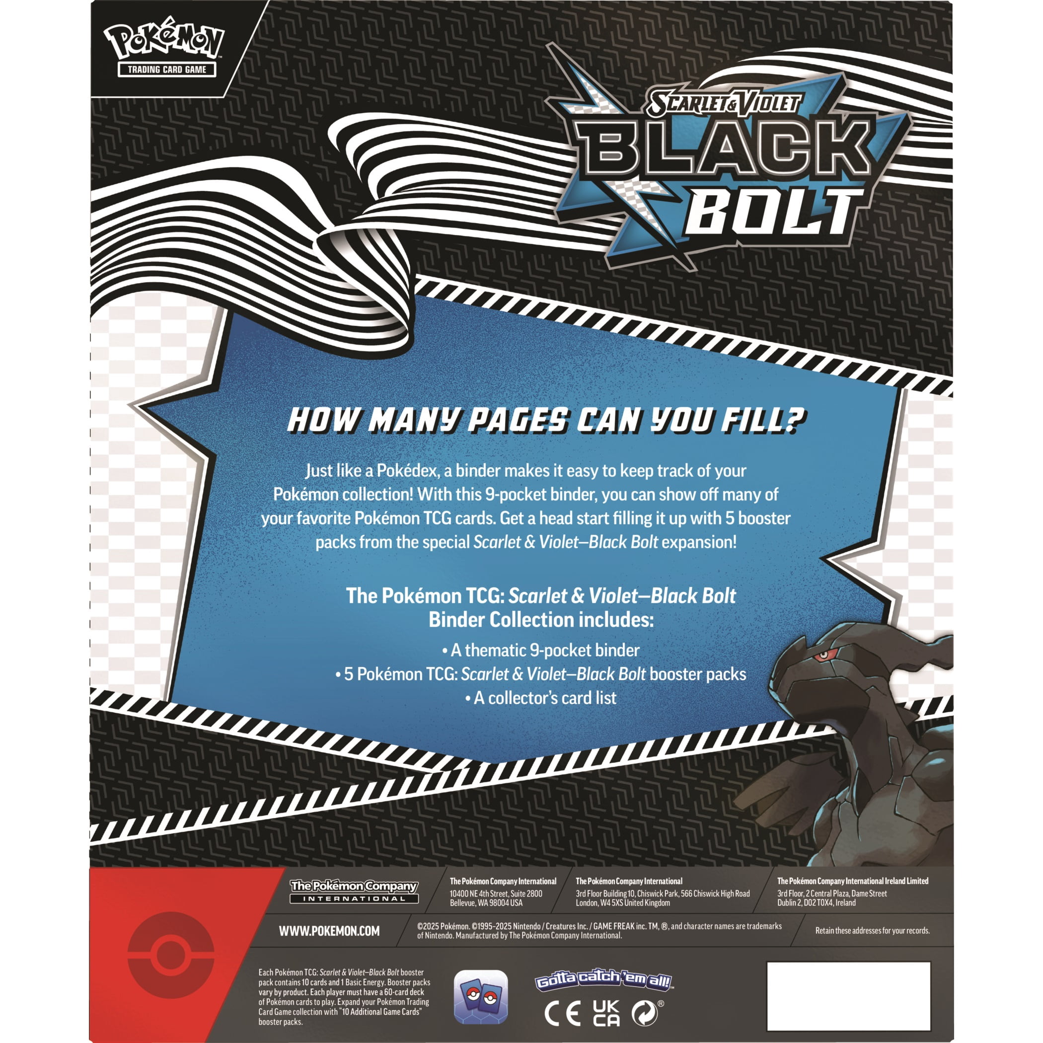 Pokemon TCG:  Scarlet & Violet—Black Bolt Binder Collection  (Limit of 2 per order and 1 order per household)
