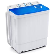 Costway Machine à Laver Portable 17.6 lbs Laveuse à Deux Tubes avec Pompe de Drainage Bleue