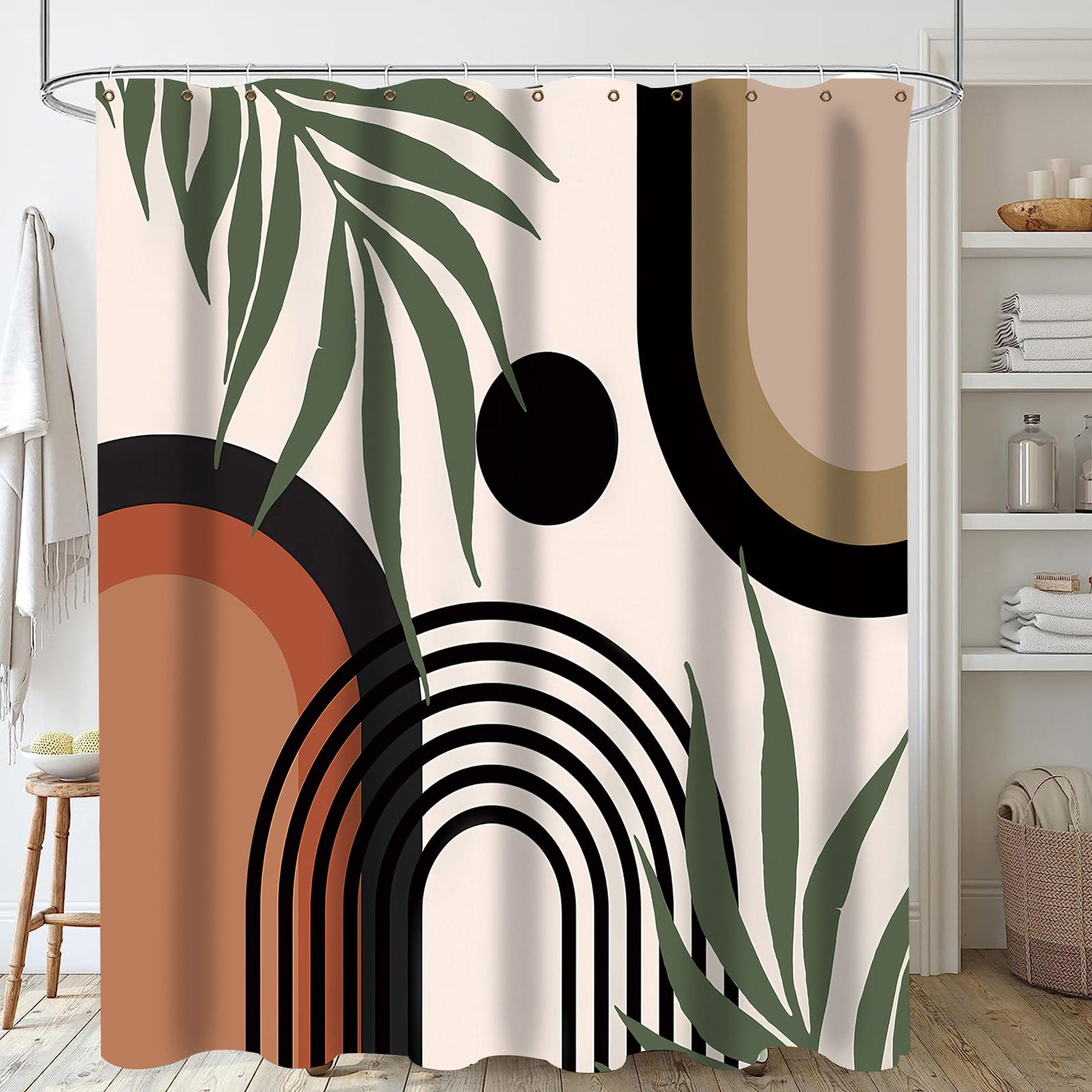 Bohemian Polyester Shower Curtain No Drill Bathroom Divider Decorative Partition Tan Shower Curtains for Bathroom Shower Curtain 72x78 Long Heavy Weight Shower Curtain Liner Music Shower Curtain Liner