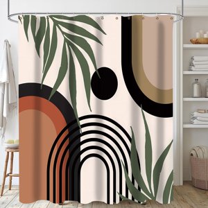 Bohemian Polyester Shower Curtain No Drill Bathroom Divider Decorative Partition Tan Shower Curtains for Bathroom Shower Curtain 72x78 Long Heavy Weight Shower Curtain Liner Music Shower Curtain Liner