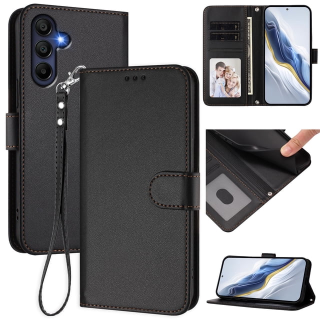 GANGXUN Wallet Case for Samsung Galaxy A17 – Magnetic Closure, RFID Blocking, Wrist Strap, Wireless Charging Compatible