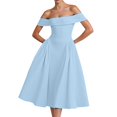 thumbnail image 1 of Women's Sexy Strapless Backless Dress - Deep V Neck, Ruffle Sleeves, Tie-Back Design, Solid Color Party Evening Dress, 1 of 4