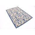 thumbnail image 2 of Unique Loom Botanical Collection Ornate, Floral, Border, Victorian, Indoor and Outdoor Area Rug, 4 x 6 ft, Blue/Beige, 2 of 5