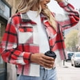 thumbnail image 5 of Erwazi Flannels Shirts for Women Cropped Shacket Jacket Trendy Plaid Button Down Shirt Fall Tops, 5 of 5