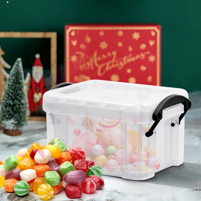 Yhmxh Closet Organizers and Storage Candy Color Mini Storage Box Transparent Storage Box 0.14 Liters Small Glove Box Cute Lock Jewelry Box Mini Storage