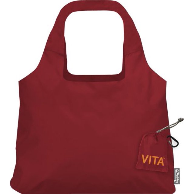 ChicoBag Vita Compactable Reusable Shopping Tote/Grocery Bag with Pouch, Red, 19 x 12.5-Inch Bag/4 x 4-Inch Pouch