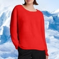 thumbnail image 2 of JGGSPWM (S-5XL) Plus Size Women's Pullover Fall Winter Sweaters Solid Color Fleece Long Sleeve Crewneck Oversized Loose Sweater Tops Red XL, 2 of 3
